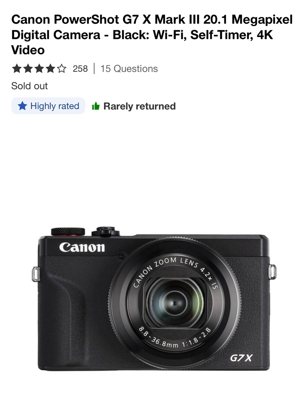 Canon PowerShot G7 X MARK III Compact Digital Camera - Black